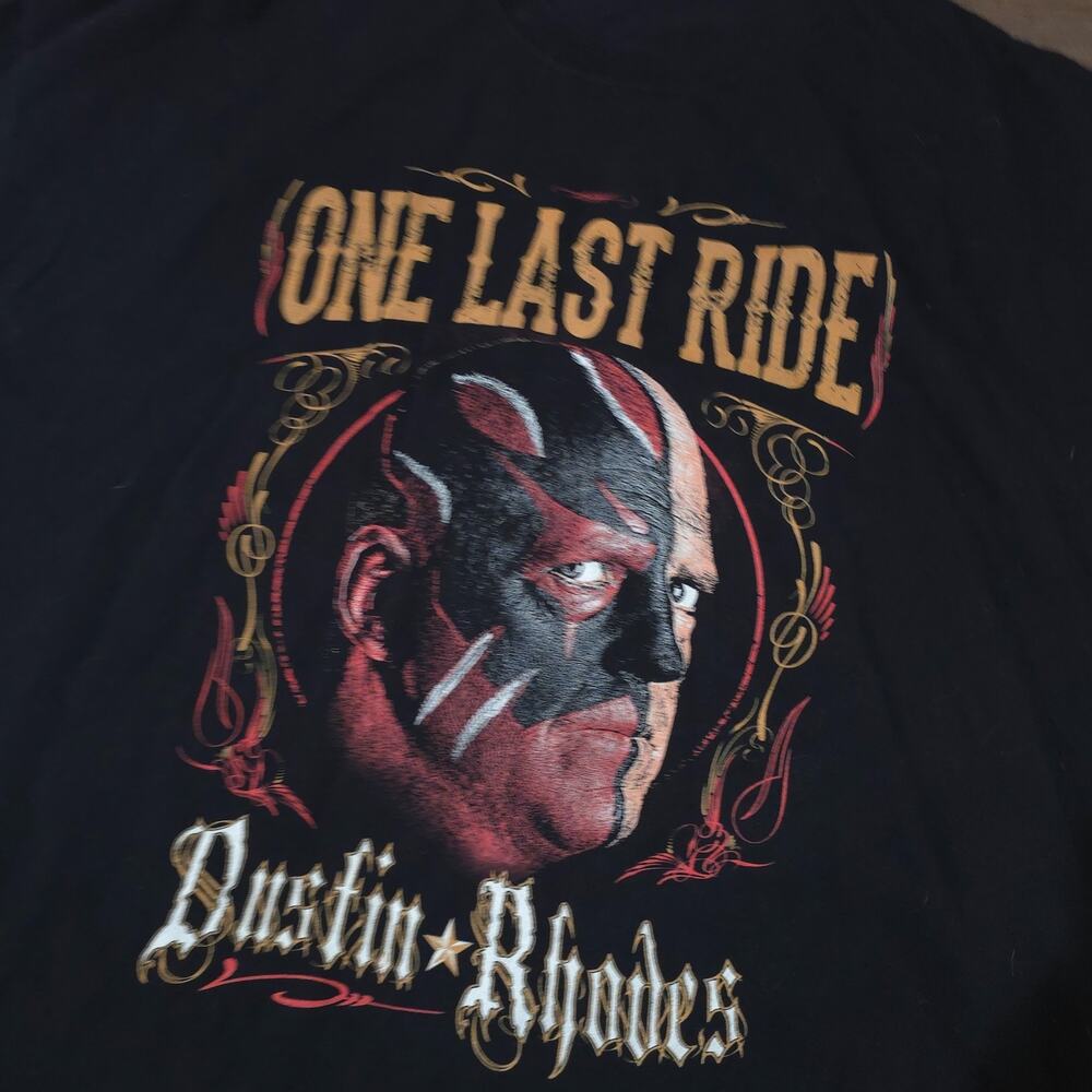 WWE Dustin Rhodes One Last Ride T Shirt XL Black Wrestling Graphic Tee WCW AEW - Picture 6 of 8